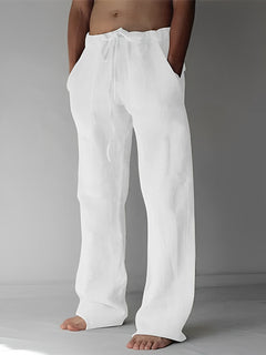 Garth - Leinen-Baggy-Hose für Herren in Weiß
