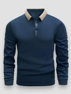 Arlixon - leichtes Langarm-Poloshirt in Marineblau