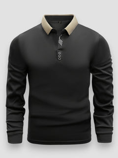 Arlixon - leichtes Langarm-Poloshirt in Schwarz