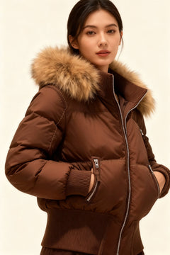 Wiebke | Gesteppte Winterjacke mit Kapuze in Braun