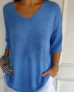 Wiebke | Lockere Strickbluse in Blau