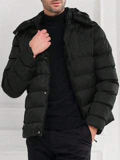 Winddichte Winter-Pufferjacke für Männer - Christoph in Schwarz