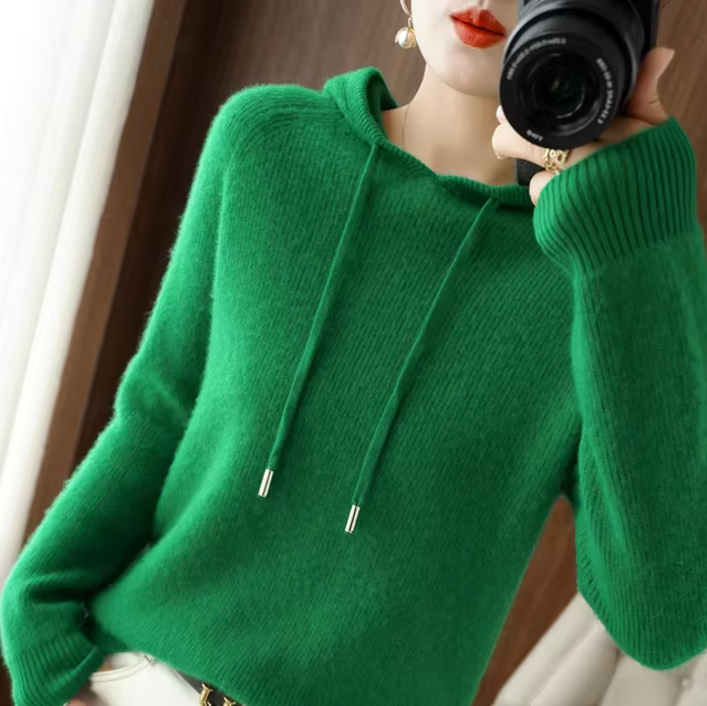 Winter-Kapuzenpullover für Frauen aus Strick - Thais
