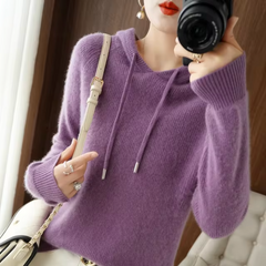 Winter-Kapuzenpullover für Frauen aus Strick - Thais in Lila