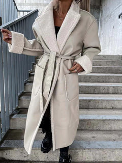 Winter Lederjacke für Frauen - Elender in Beige