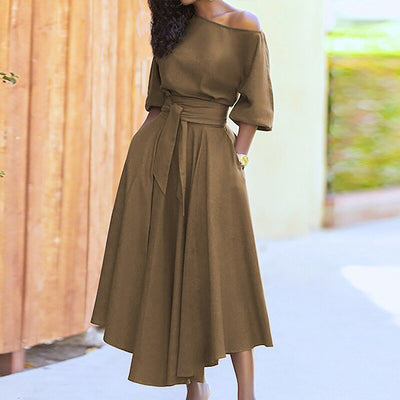 Damen Sommer-Midikleid mit Gürtel