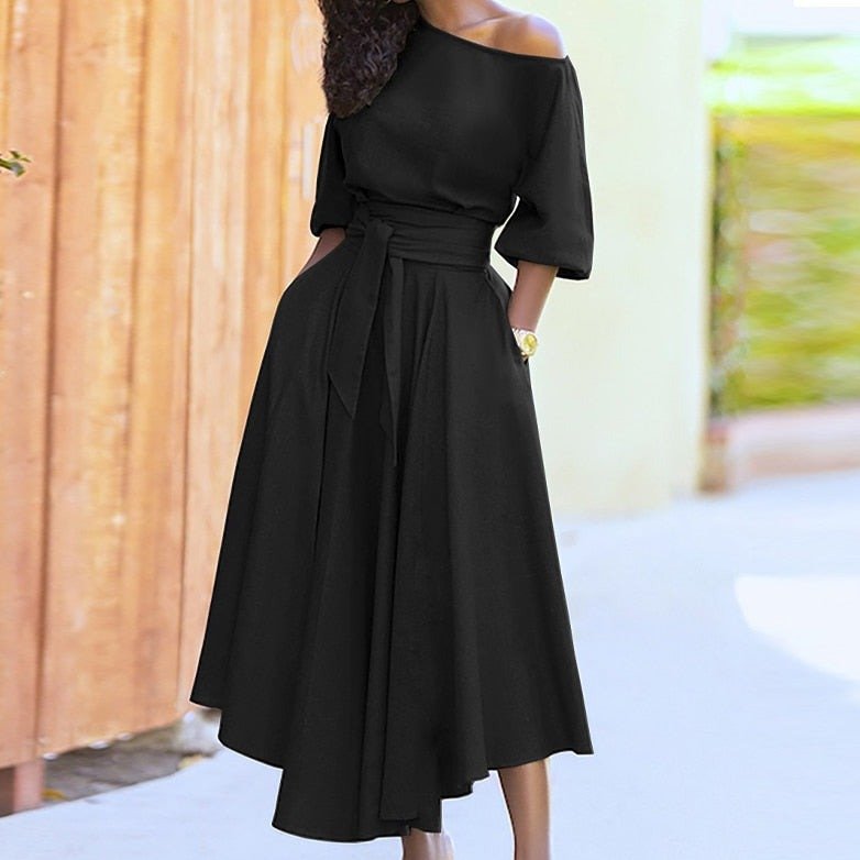 Damen Sommer-Midikleid mit Gürtel