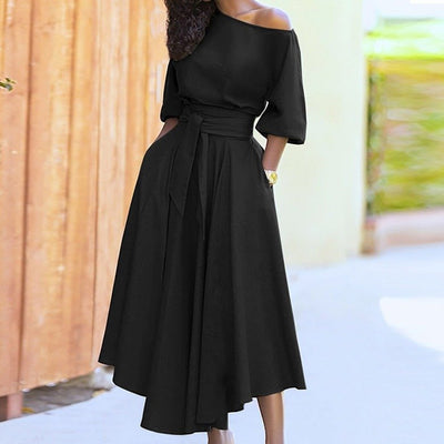 Damen Sommer-Midikleid mit Gürtel