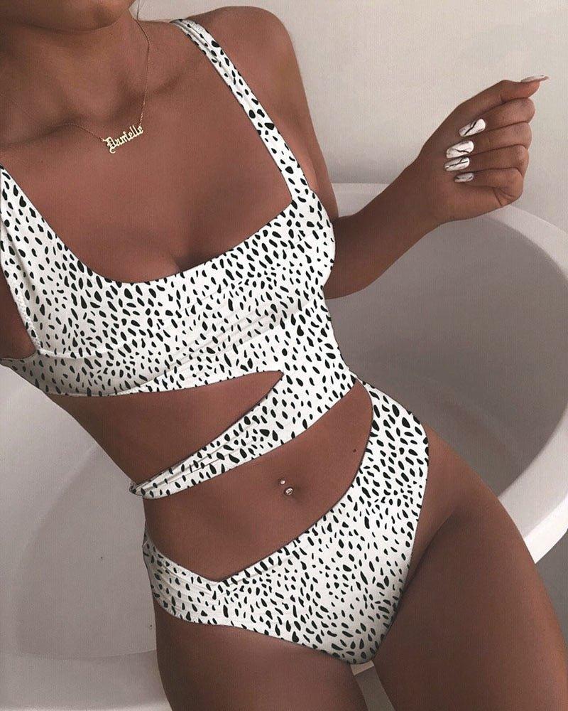 Damen Sommer-Einteiler-Badeanzug mit Push-Up und Cutout-Stil