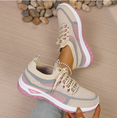 Camilla | Stylische Sneaker für Damen in Khaki-Rosa