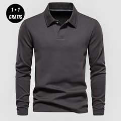 SAMUEL - ELEGANTES LANGARM-POLOSHIRT (1+1 GRATIS) in Schwarz