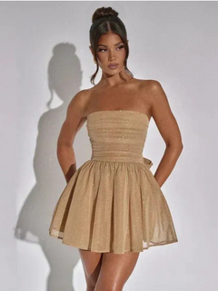 Wunderschönes Glitzer-Cocktailkleid für Damen | Mini in Khaki