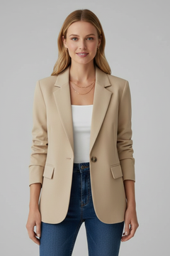 Xenia | Damen Roter Blazer mit Kerbe Revers in Beige