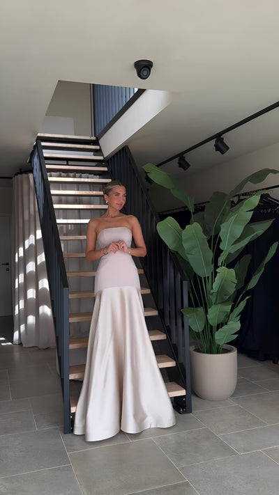 Anastasie | Sexy Luxus Patchwork Trägerloses Maxikleid