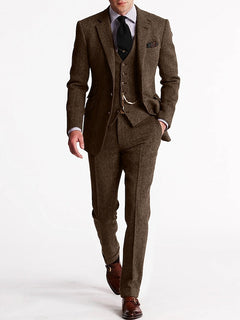 Franky | 3-teiliges Herren-Set – Business-Blazer, Weste & Hose in Kaffee
