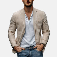Lorenzio™ | Eleganter Sommerblazer aus leichtem Leinen in Beige