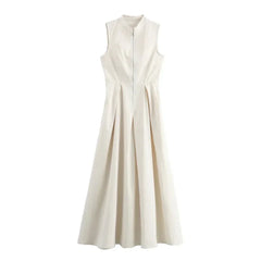 Zaira | Damen Maxikleid A-Linie Elegant Leicht Sommer in Gebrochenes Weiß