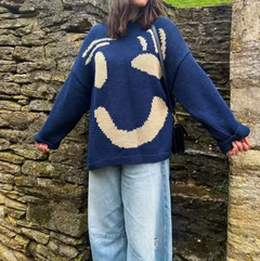 Vivi - Strickpullover aus Baumwolle in Übergröße in Marineblau