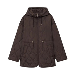 Abbie Kapuzen-Steppjacke mit Kordelzug in Braun