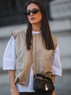 Luna Bomber Weste in Beige