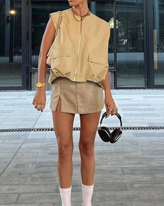 Luna Bomber Weste in Creme