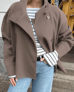 Isabella Elegante Jacke mit Stehkragen in Taupe