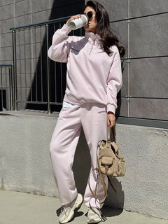 Lila Oversized Trainingsanzug Set in Rosa