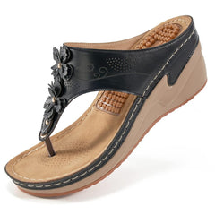 Angelina | Konturiertes Fußbett Fußgewölbestütze Sandalen in Schwarz