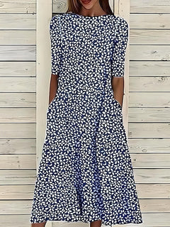 Xylara - Florales Midikleid mit Soft-Touch in Dunkelblau